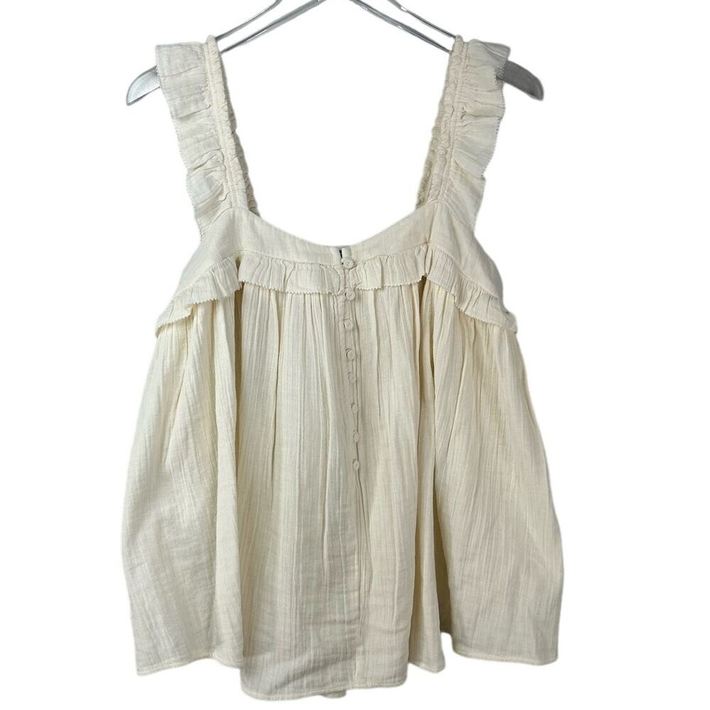 Apiece Apart Cream Ruffle Blouse